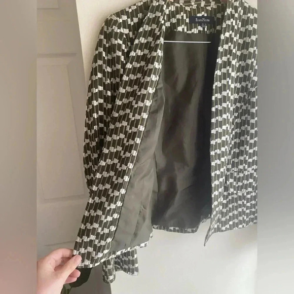 Evan Picone Vintage Blazer Olive Green Geometric Retro Pattern Loud Quirky Artsy - Picture 5 of 11